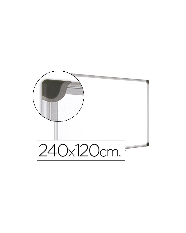 Pizarra blanca bi-office magnetica maya w ceramica vitrificada marco de aluminio 240 x 120 cm con bandeja para