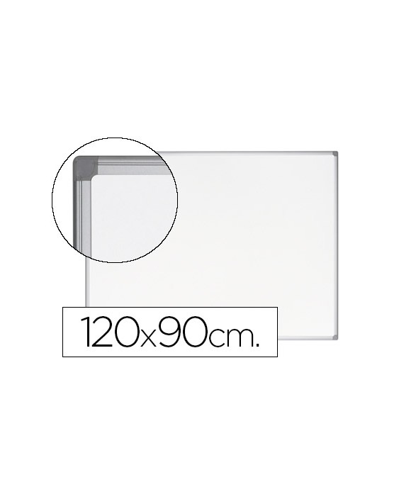 Pizarra blanca bi-office earth-it magnetica de acero vitrificado marco de aluminio 120 x 90 cm con bandeja para