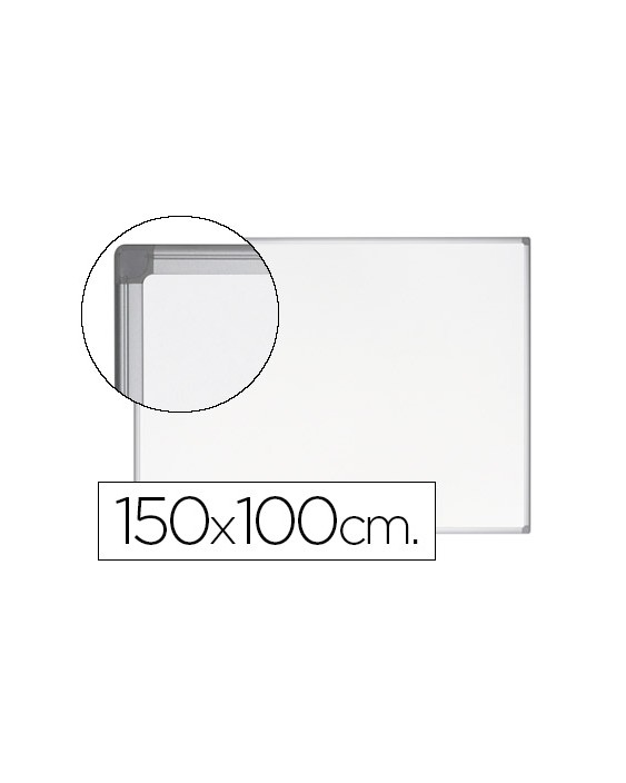 Pizarra blanca bi-office earth-it magnetica de acero vitrificado marco de aluminio 100 x 150 cm con bandeja para