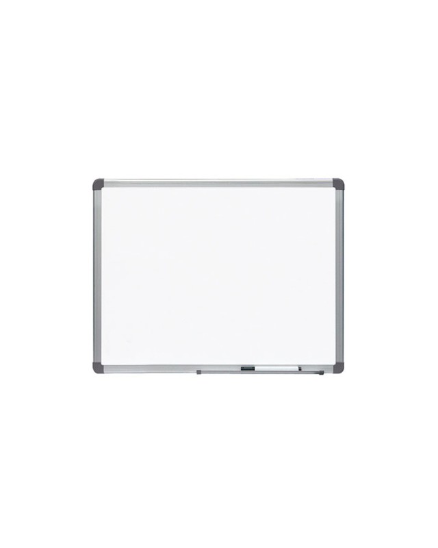 Pizarra blanca rocada acero vitrificado magnetico marco aluminio y cantoneras pvc 60x45 cm incluye bandeja para