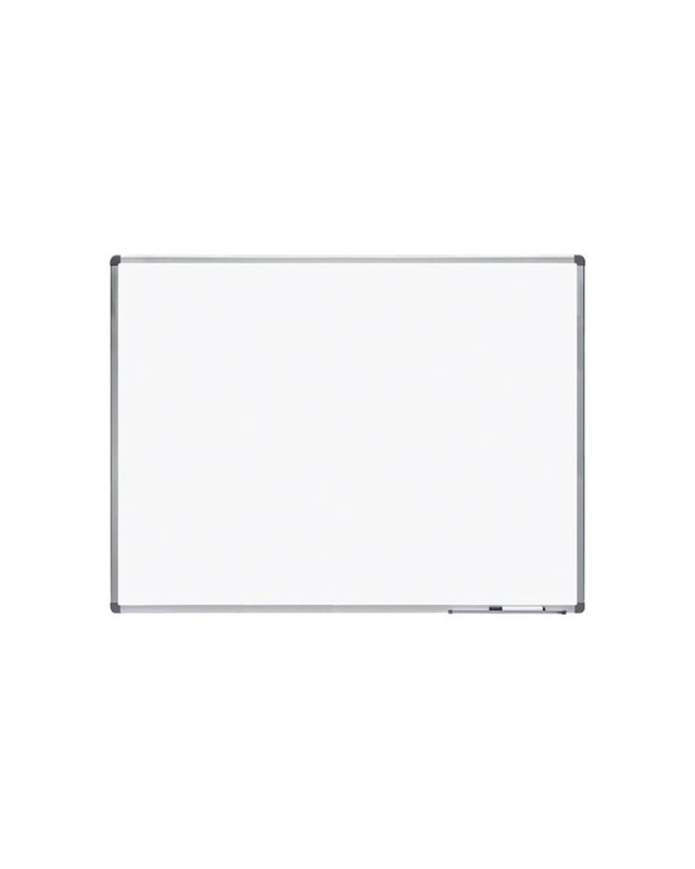 Pizarra blanca rocada acero vitrificado magnetico marco aluminio y cantoneras pvc 120x90 cm incluye bandeja