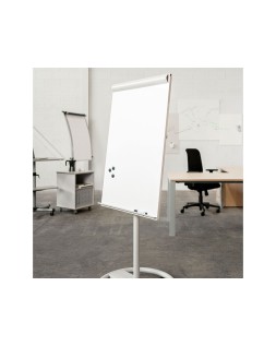 Pizarra blanca rocada para conferencias metalica lacada magnetica con ruedas 68x104 cm incluye 2 brazos laterales