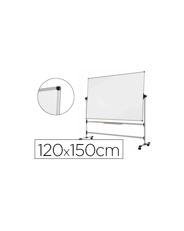 Pizarra blanca bi-office blanca de acero vitrifricado volteable doble cara 120x150 cm