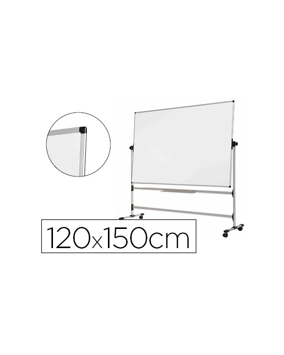 Pizarra blanca bi-office blanca de acero vitrifricado volteable doble cara 120x150 cm