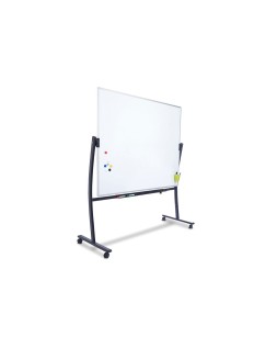 Pizarra blanca rocada lacada magnetica con soporte volteable doble cara 90x120 cm