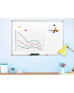 Pizarra blanca q-connect lacada magnetica marco aluminio 60x45 cm