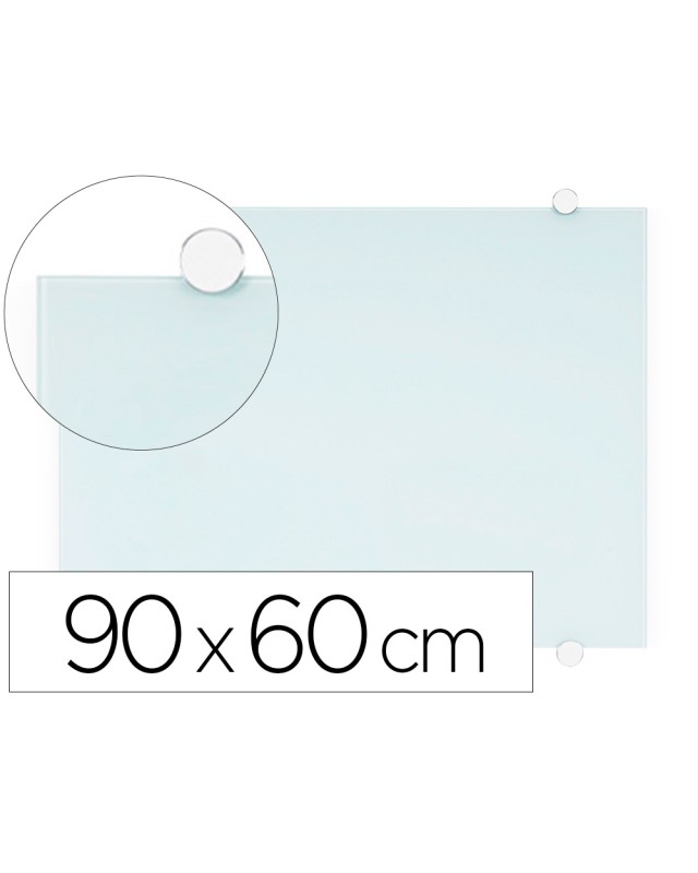 Pizarra blanca q-connect cristal magnetica marco aluminio 90x60 cm
