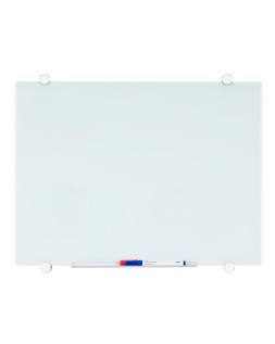 Pizarra blanca q-connect cristal magnetica marco aluminio 90x60 cm