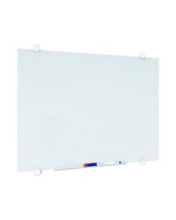 Pizarra blanca q-connect cristal magnetica marco aluminio 90x60 cm