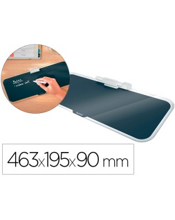 Pizarra leitz cosy sobremesa cristal con rotulador y borrador gris 150x60x380 mm