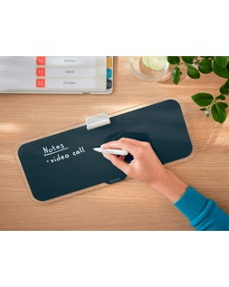 Pizarra leitz cosy sobremesa cristal con rotulador y borrador gris 150x60x380 mm