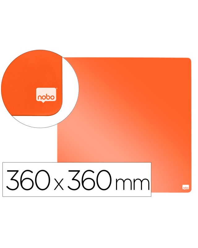 Pizarra nobo magnetica para el hogar color naranja 360x360 mm