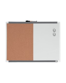 Pizarra blanca nobo magnetica con tablero de corcho 585x430 mm