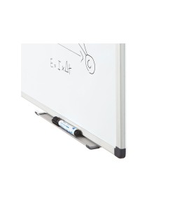 Pizarra blanca rocada lacada magnetica marco aluminio con cantoneras 60x90 cm