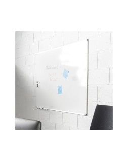 Pizarra blanca rocada lacada magnetica marco aluminio con cantoneras 100x150 cm