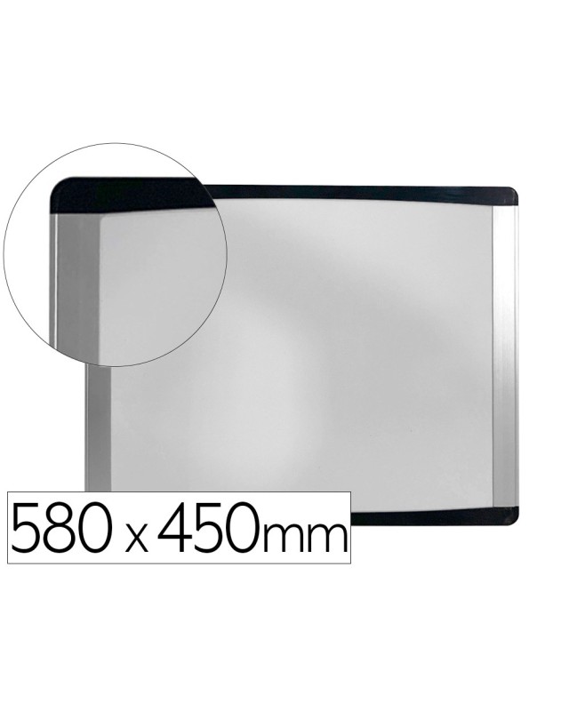 Pizarra blanca bi-office inka magnetica acero lacado marco de aluminio y laterales plastico negro 580x450 mm