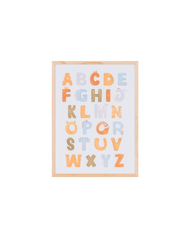 Pizarra blanca bi-office magnetica acero lacado blanco marco de madera con alfabeto para niños 600x450 mm