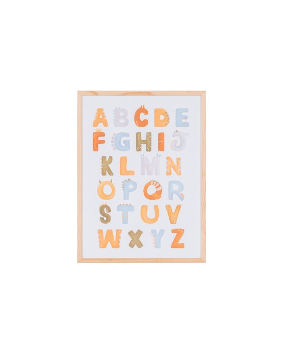 Pizarra blanca bi-office magnetica acero lacado blanco marco de madera con alfabeto para niños 600x450 mm