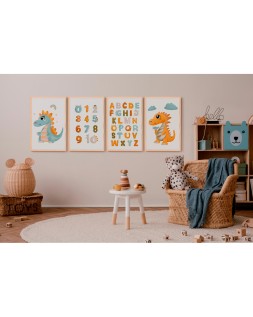 Pizarra blanca bi-office magnetica acero lacado blanco marco de madera con alfabeto para niños 600x450 mm