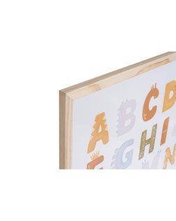 Pizarra blanca bi-office magnetica acero lacado blanco marco de madera con alfabeto para niños 600x450 mm