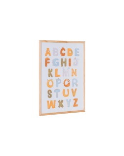 Pizarra blanca bi-office magnetica acero lacado blanco marco de madera con alfabeto para niños 600x450 mm