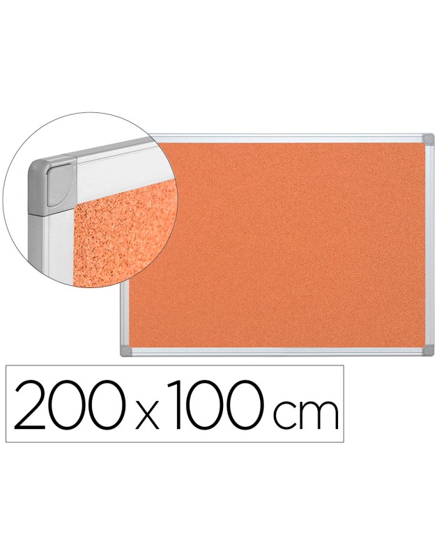 Pizarra corcho q-connect marco de aluminio 200x100 cm extra corcho 5 mm