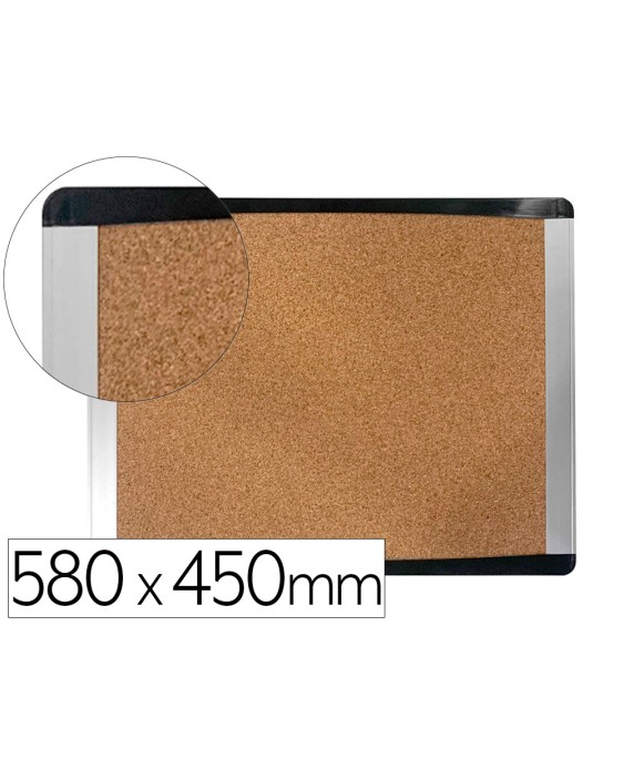 Pizarra corcho bi-office inka reciclado marco de aluminio y laterales plastico negro 580x450 mm
