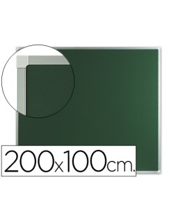 Pizarra verde q-connect mural marco de aluminio 200x100 cm sin repisa