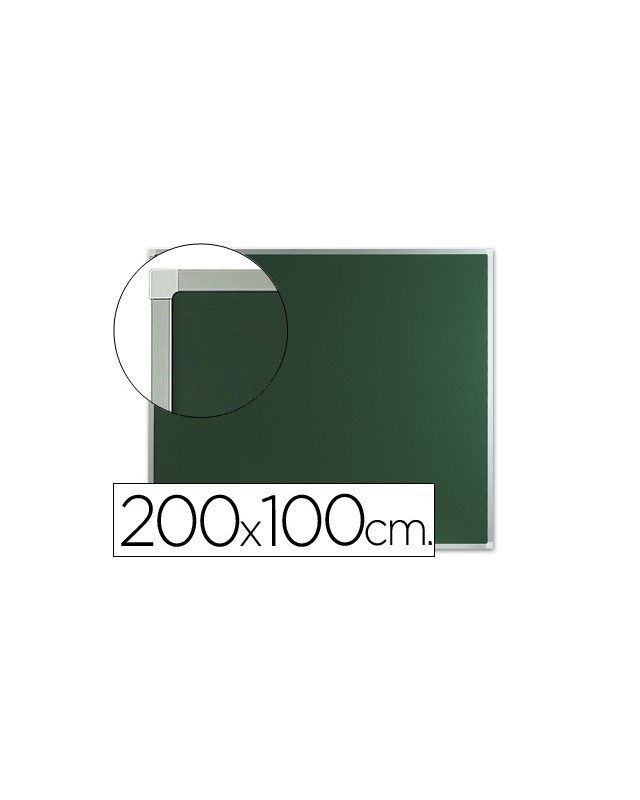 Pizarra verde q-connect mural marco de aluminio 200x100 cm sin repisa