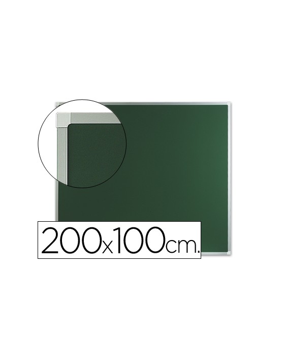 Pizarra verde q-connect mural marco de aluminio 200x100 cm sin repisa