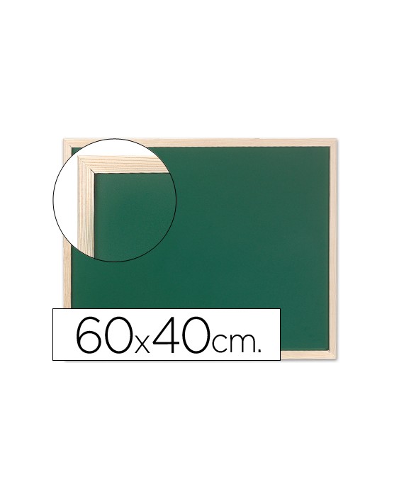 Pizarra verde q-connect marco de madera 60x40 cm sin repisa