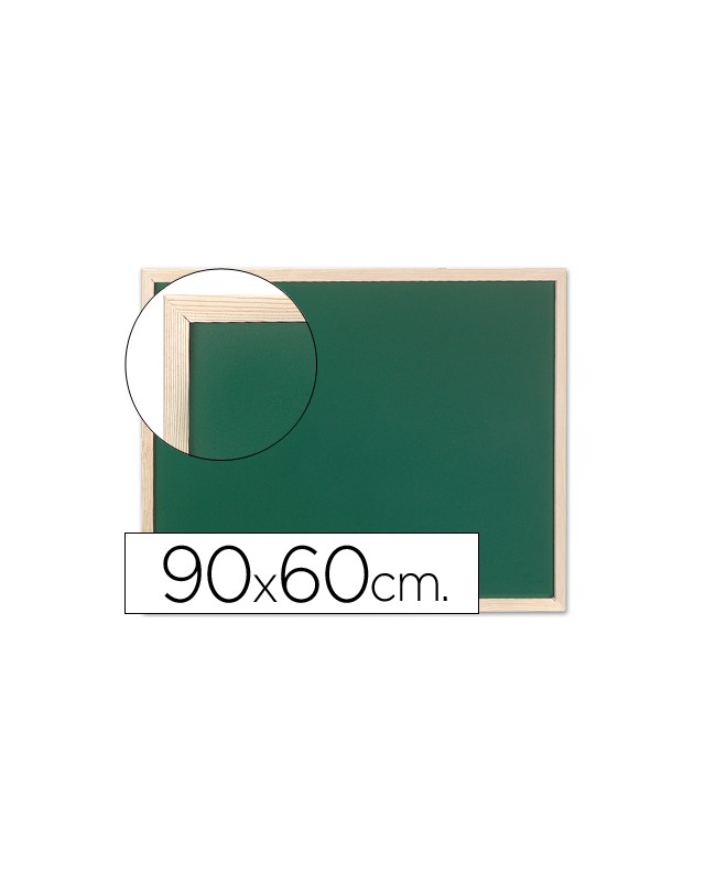 Pizarra verde q-connect marco de madera 90x60 cm sin repisa