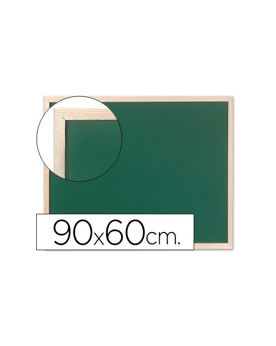 Pizarra verde q-connect marco de madera 90x60 cm sin repisa