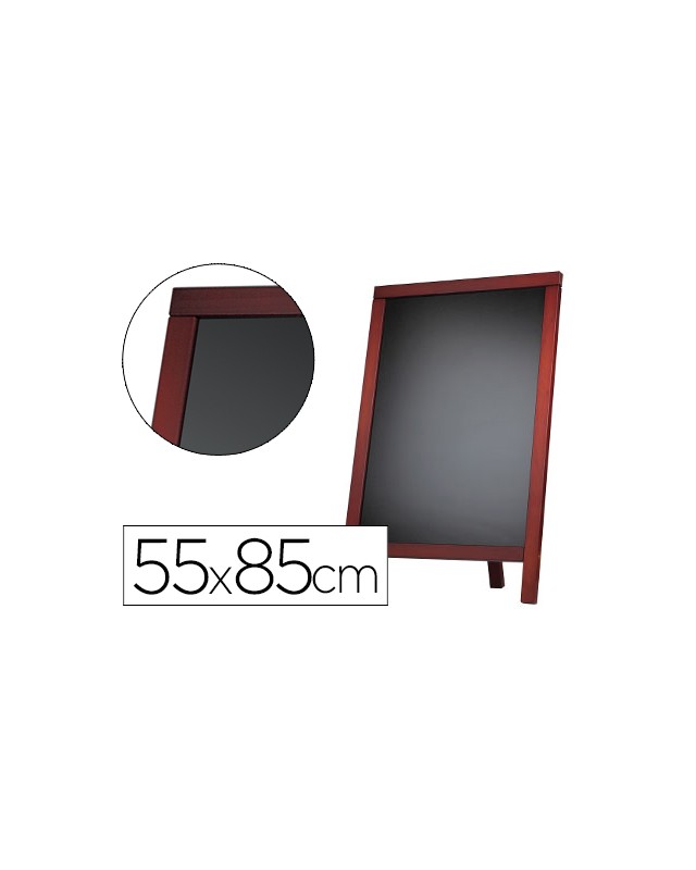 Pizarra negra liderpapel caballete y marco de madera con superficie para rotuladores tipo tiza 55x85cm