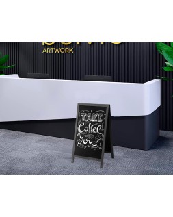 Pizarra negra liderpapel caballete doble cara de madera con superficie para rotuladores tipo tiza 55x85 cm