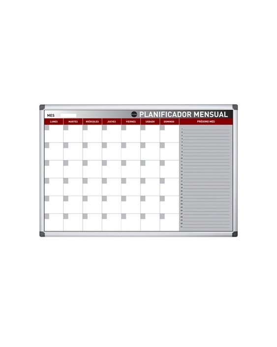 Planning magnetico bi-office mensual lacado marco aluminio rotulable 60x45 cm