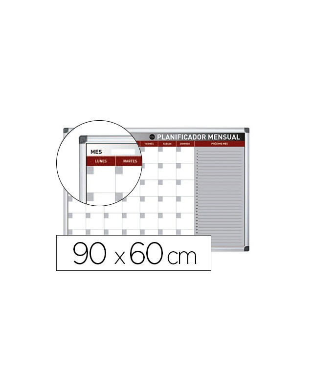 Planning magnetico bi-office mensual lacado marco aluminio rotulable 90x60 cm