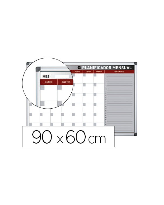 Planning magnetico bi-office mensual lacado marco aluminio rotulable 90x60 cm