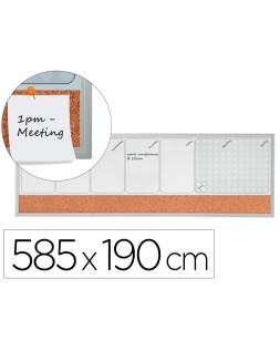 Planificador semanal nobo magnetico + tablero corcho horizontal con marco de aluminio 585x190 mm