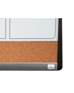 Planificador mensual nobo magnetico + tablero corcho horizontal con marco arqueado plata y negro 585x430 mm