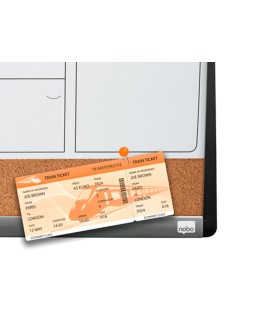 Planificador mensual nobo magnetico + tablero corcho horizontal con marco arqueado plata y negro 585x430 mm