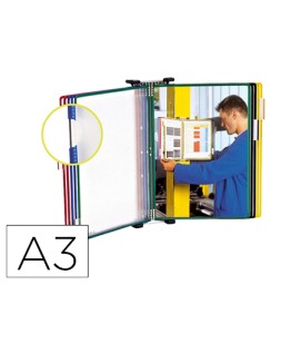 Portacatalogo de pared tarifold metal con 1o fundas a3 pvc con pivotes metalicos marco colores surtidos