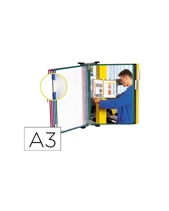 Portacatalogo de pared tarifold metal con 1o fundas a3 pvc con pivotes metalicos marco colores surtidos