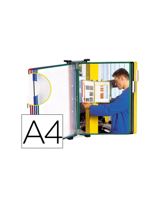 Portacatalogo de pared metalico djois con 10 fundas din a4 colores surtidos
