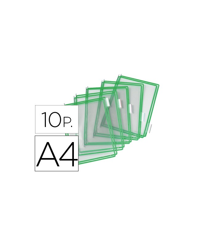 Funda para portacatalogo djois din a4 color verde pack de 10 unidades