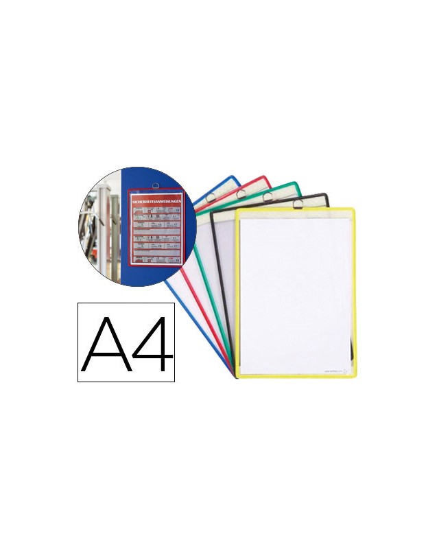 Funda para colgar djois din a4 anilla metalica ideal para pizarras de corcho pack de 5 unidades colores surtidos