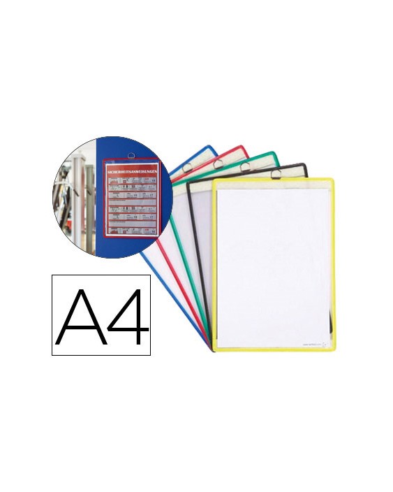 Funda para colgar djois din a4 anilla metalica ideal para pizarras de corcho pack de 5 unidades colores surtidos