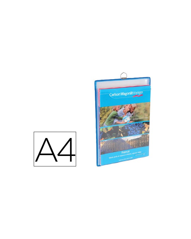 Funda para colgar djois din a4 anilla metalica formato vertical pack de 5 5 unidades color azul