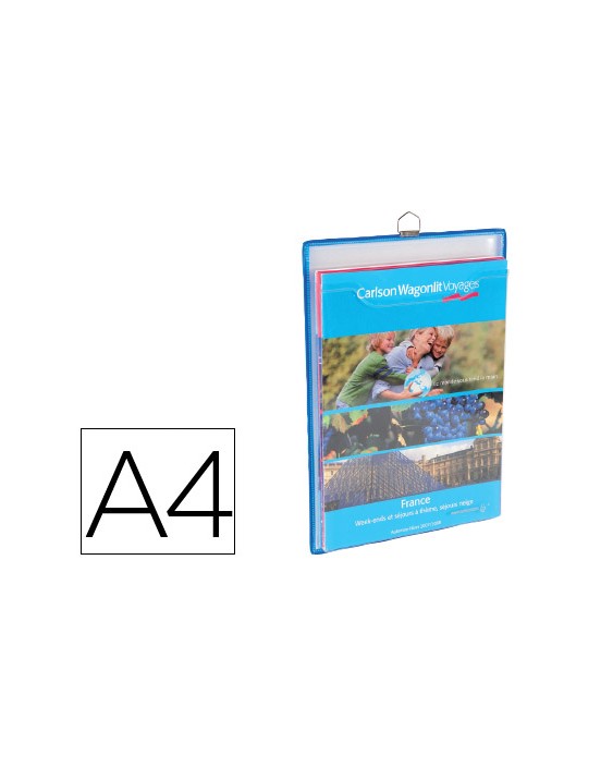 Funda para colgar djois din a4 anilla metalica formato vertical pack de 5 5 unidades color azul