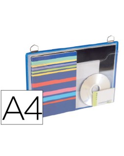 Funda para colgar djois din a4 anilla metalica formato horizontal pack de 5 unidades color azul